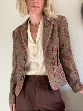 Vintage Floral Brocade Jacket 6 Academia Poet Prairie Romantic Cottage Blazer